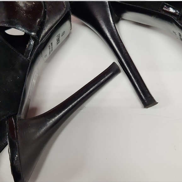 Fendi Black Suede/Patent Peeptoe Platform High Heel Slingback - Picture 10 of 11